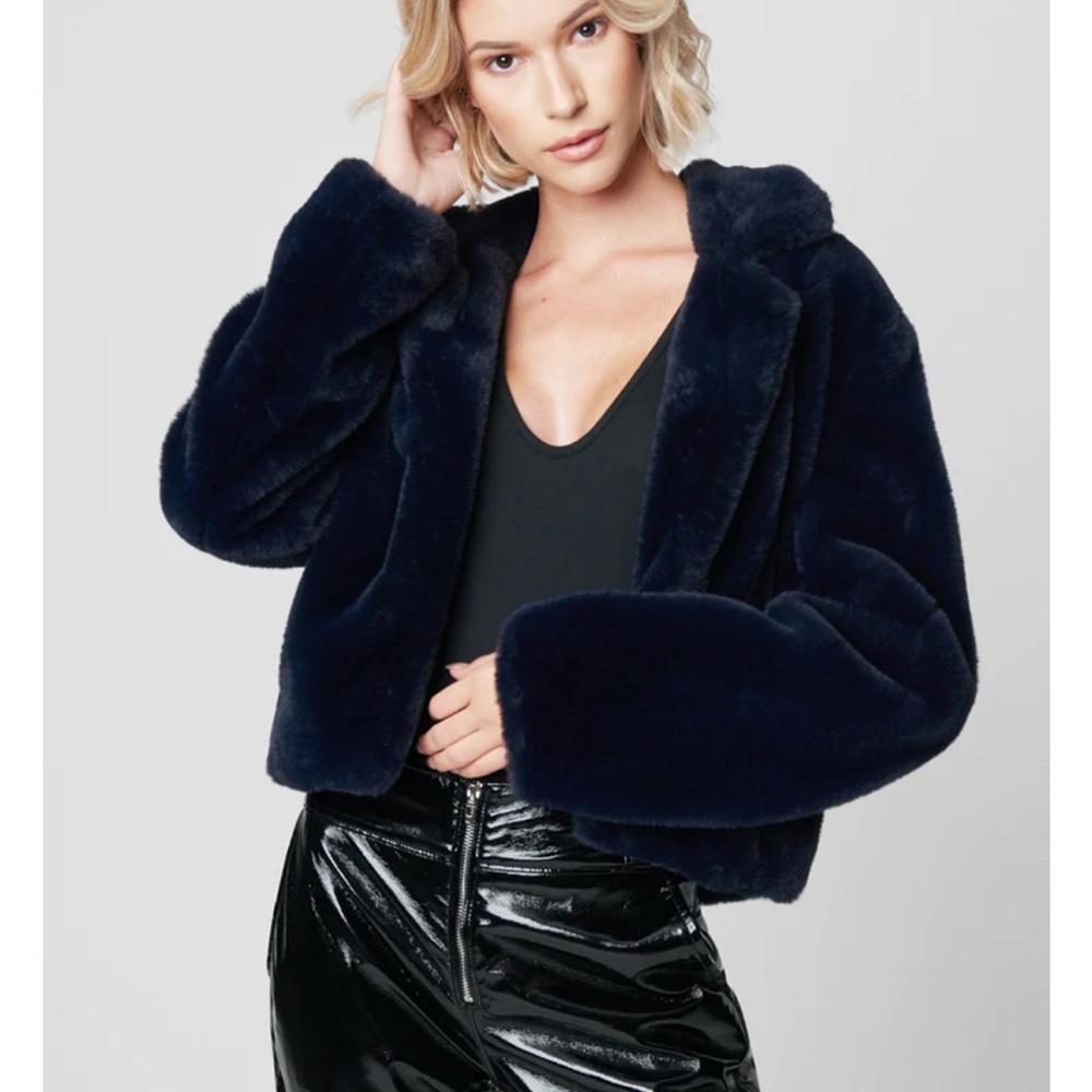 Elegant Navy Faux Fur Jacket